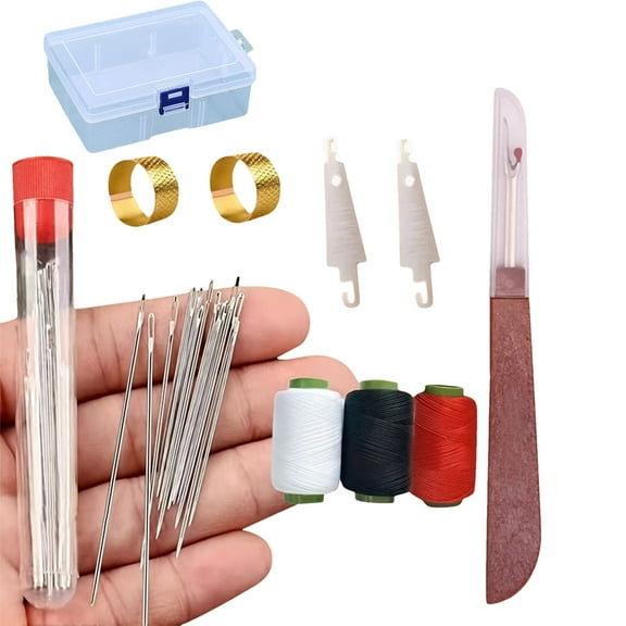 LHNFT Big Eye Steel Sewing Needles Kit, Stainless Steel Sewing Needles, Stainless Steel Needles for Hand Sewing, Steel Sewing Needles, 34 PCS Big Eye Steel Needles Set