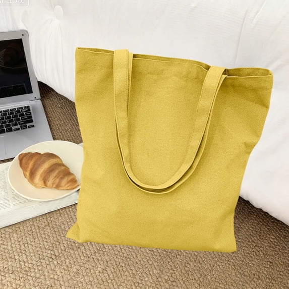 LHNFT Canvas Solid Tote Bag, Casual Tote Reusable Grocery Bag for Work and More