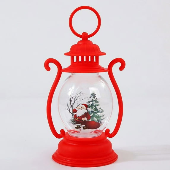 LHNFT Christmas Snow Globe Lantern Spinning Water Glittering Santa Claus Scene, Lighted Water Globe Lantern White Santa Claus for Christmas Decorations and Gifts