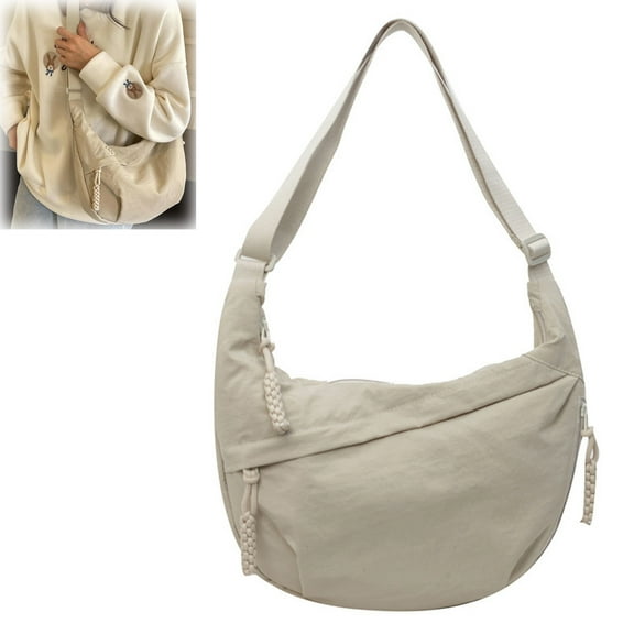 LHNFT Crossbody Nylon Crescent Bag for Women - Lightweight Small Hobo with 2 Pack Inner Dumpling Purse Bag for Outdoor Travel