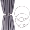 thumbnail image 1 of LHNFT Curtain Hold Backs for Curtains Shiny Metal Curtain Tiebacks Engraving Design Curtain Buckle Set of 2 Window Curtain Holdbacks Elegant Holders for Home and Office Window Decoration, 1 of 6