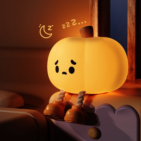 LHNFT Cute Pumpkin Night Light, Silicone LED Lights for Bedroom, Rechargeable Bedside Touch Lamp, Nursery Pumpkin nightlight for Kids, Halloween Decor Toy, Breastfeeding for Baby
