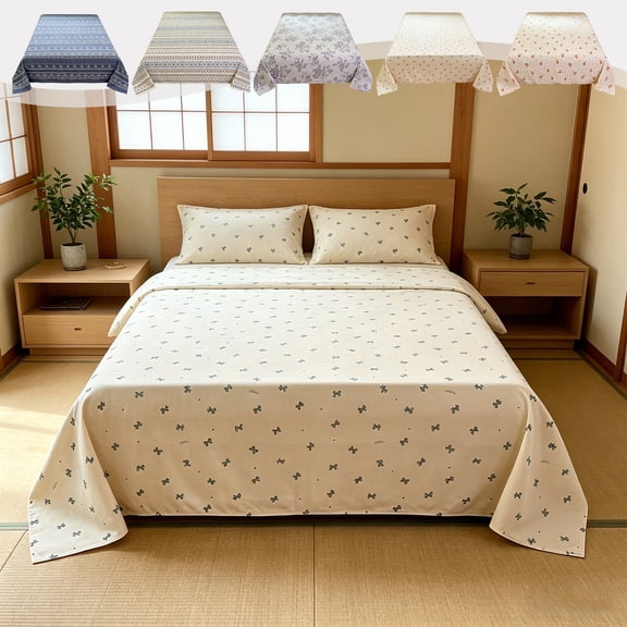 LHNFT Dormitory Bed Sheets,Thick Printed Sheets,Non-Slide Breathable Bedding,Colorfast Dorm Room Decor