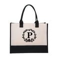 thumbnail image 1 of LHNFT Embroidery Initial Canvas Tote Bag, Personalized Present Bag, Suitable for Wedding, Birthday, Beach, Holiday, is a Great Gifts for Women, Mom, Teachers, Friends, Bridesmaids, 1 of 1