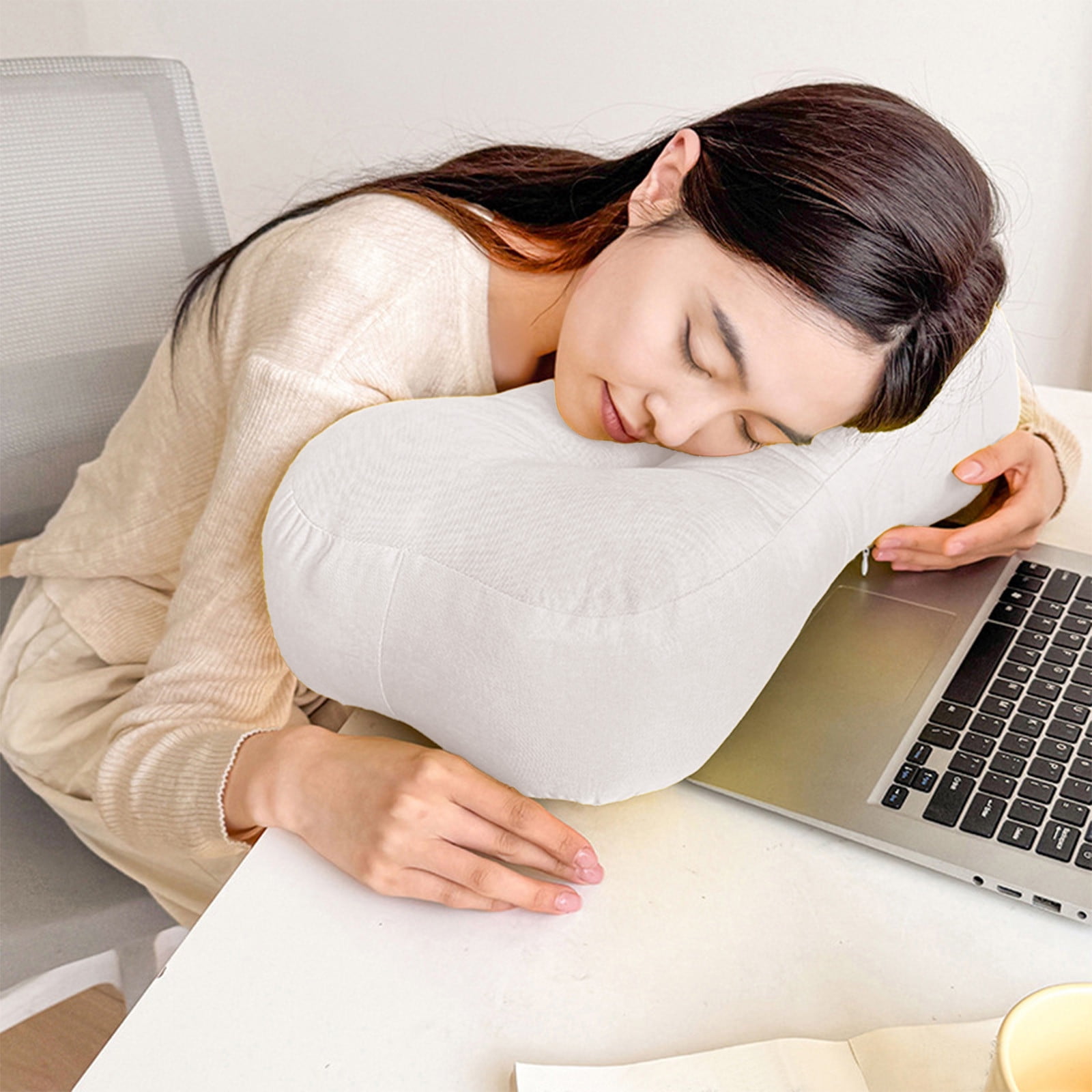 LHNFT Ergonomic Butterfly-Shaped Neck Pillow, Contoured Cervical Support Pillow for Neck Pain Relief, Soft Linen-Feel Pillow for All Sleeping Positions