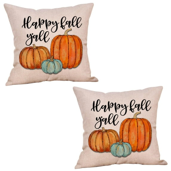 LHNFT Fall Decor Outdoor Throw Pillow Covers 18x18 Set of 2, Pumpkin Decor Autumn Thanksgiving Halloween Orange Decorative Cushion Cases Home Decorations for Couch Sofa Living Room Farmhouse