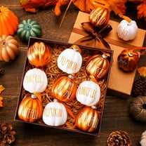 LHNFT Fall Tree Ornaments Set 12 PCS Small Pumpkin Ball Hanging Ornaments Orange White, for Thanksgiving, Halloween Tree Decor Fall Decorations for Home,1.97"
