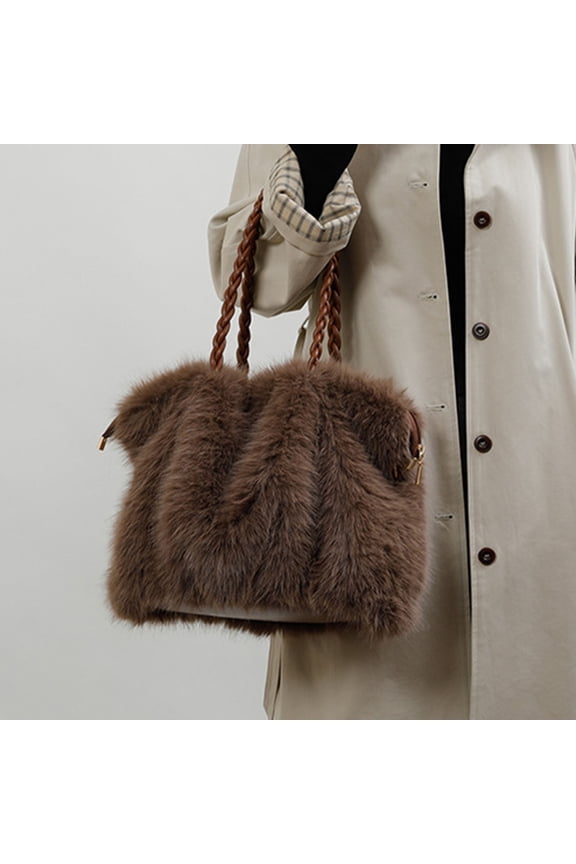 Furry Purse Winter Fluffy Bags for Women Fuzzy Tote Bag Handbags Faux Fur Bag Fluffy Shoulder Crossbody Bag