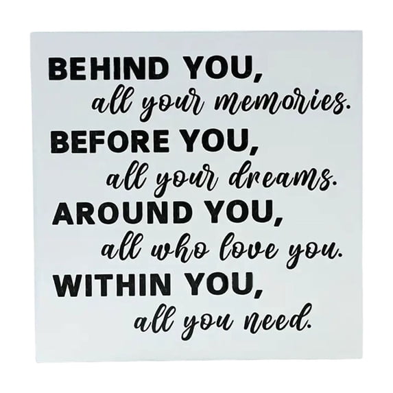 LHNFT Graduation Quote Wood Box Sign Decor Desk Sign Positive Behind You All Your Memories Wooden Box Black Sign Rustic Home Shelf Wall Decoration Graduation Gift