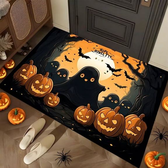 LHNFT Halloween Doormat Outdoor, Ghost Welcome Door Mat Outside Entrance,Non-slip Entry Rug,16" x 24"