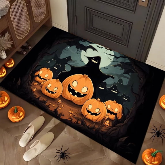 LHNFT Halloween Doormat Outdoor, Ghost Welcome Door Mat Outside Entrance,Non-slip Entry Rug,16" x 24"
