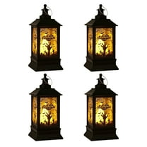 LHNFT Halloween Lanterns Decorations 4 Pack, Battery Operated Black Pumpkin Witch Lanterns, Flickering Light for Indoor Party Home Decor