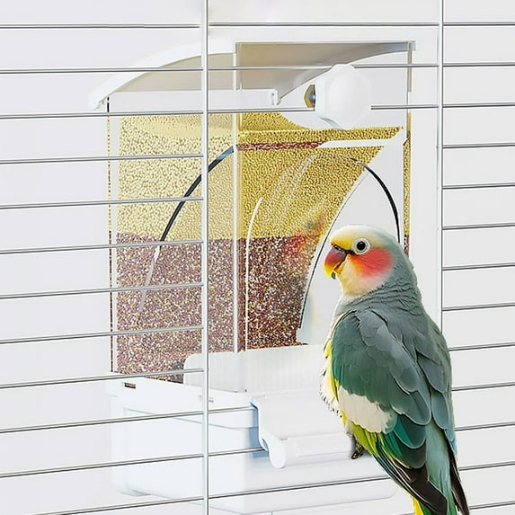 LHNFT Hanging Bird Feeder 1.7L Large Capacity, Automatic Cage Accessories, Transparent Food Container for Parakeets, Cockatiels, Finches, Lovebirds