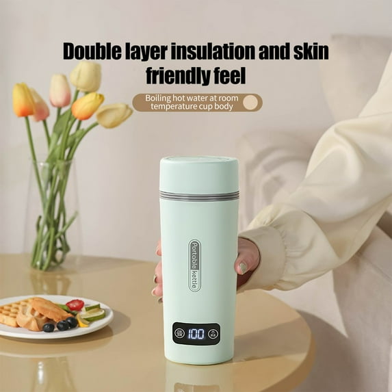 LHNFT Heated Coffee Mug, Travel Mug, 350ml/12.3oz, Smart 4 Temperature, Battery Powered Heated Coffee Mug, Great for Coffee and Tea, Snap on Magnetic Charging Cord, Office Essentials (Green)