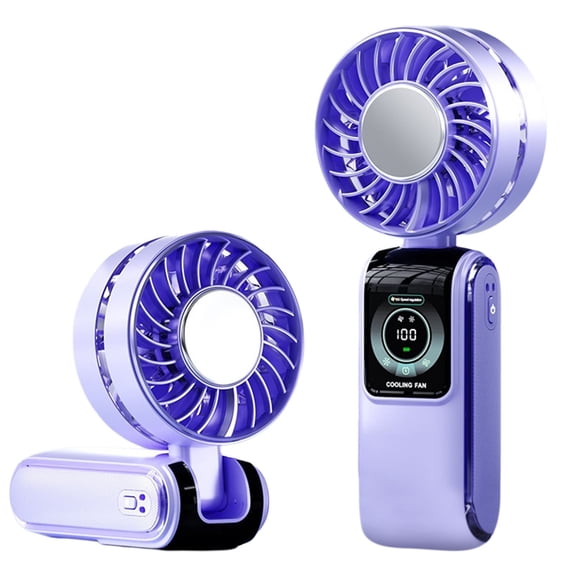LHNFT Ice Cooling Handheld Fan, Foldable Rechargeable Personal Fan with Digital Display, Adjustable Speed, Hand/Desk/Neck 3 In 1 Mini Portable Fan for Outdoor, Camping, Office, Travel Essentials