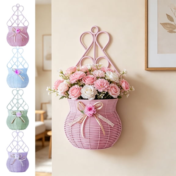 LHNFT Indoor & Outdoor Hanging Planters,Plastic Vines Woven Wall Vases,No Drill Flower Baskets for Living Room,Garden & Patio Decor