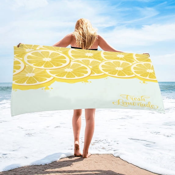 LHNFT Lemon Oversized Microfiber Beach Towel - 30 x 60 Inch Extra Large Pool Towel, Soft Absorbent Beach Towel, Plush Cotton Bath Towels, Thick Swim Towel for Adults on Clearance