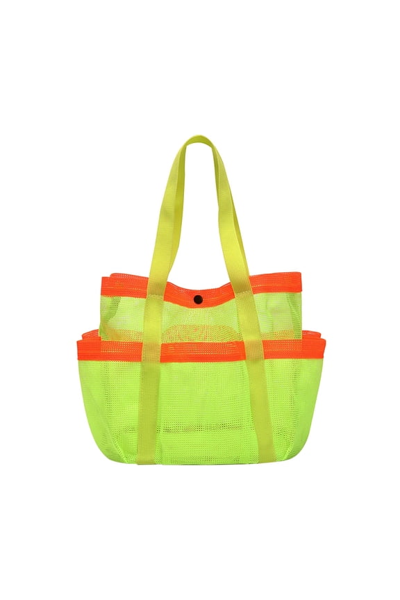Mesh Beach Bag, Large Tote Bag for Women Foldable Mesh Swimming Pool Bag with Mini Pockets - Sandproof
