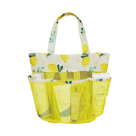 LHNFT Mesh Shower Caddy Bag - Mesh Shower Basket for College Dorm Room Essentials, Portable and Light Quick Dry Bath Organizer for Travel Camp Gym (Yellow)