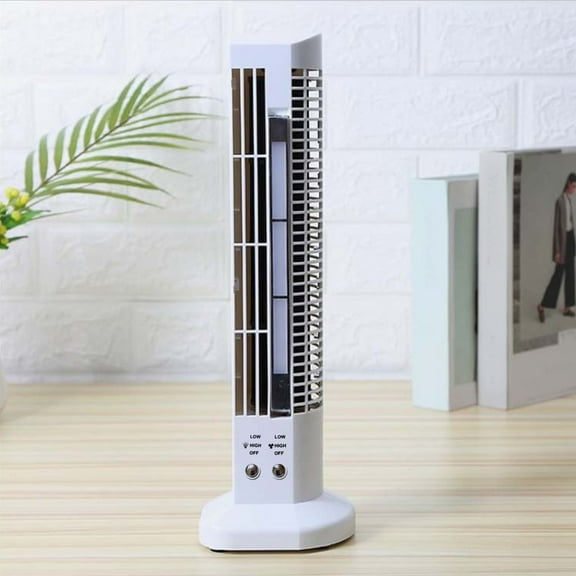 LHNFT Mini Desktop Tower Fan with Led Lights, Bladeless Portable Quiet Table Fan, USB Powered Low Noise Cooling Small Oscillating Fan for Work Bedroom Leisure Home USB Plug in