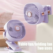 LHNFT Portable Clip on Fan Battery Operated, 3 Speeds Quiet 360 Degree Rotate Desk Fan, USB Rechargeable Mini Personal Cooling for Table Home Office Stroller, Camping Essentials