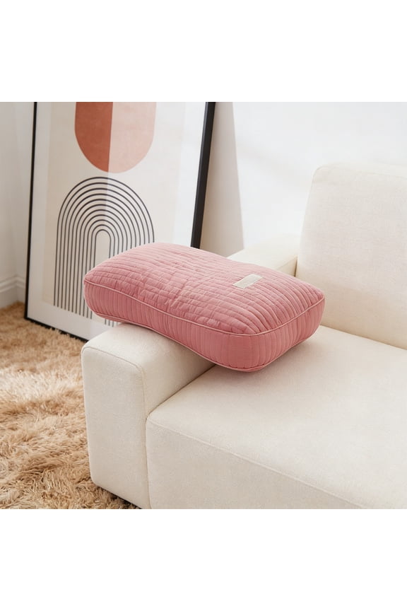 Quilted Striped Contour Bed Pillow, Ergonomic Neck Support Pillow for All Sleeping Positions, Soft Breathable Pillow Insert for Deep Sleep