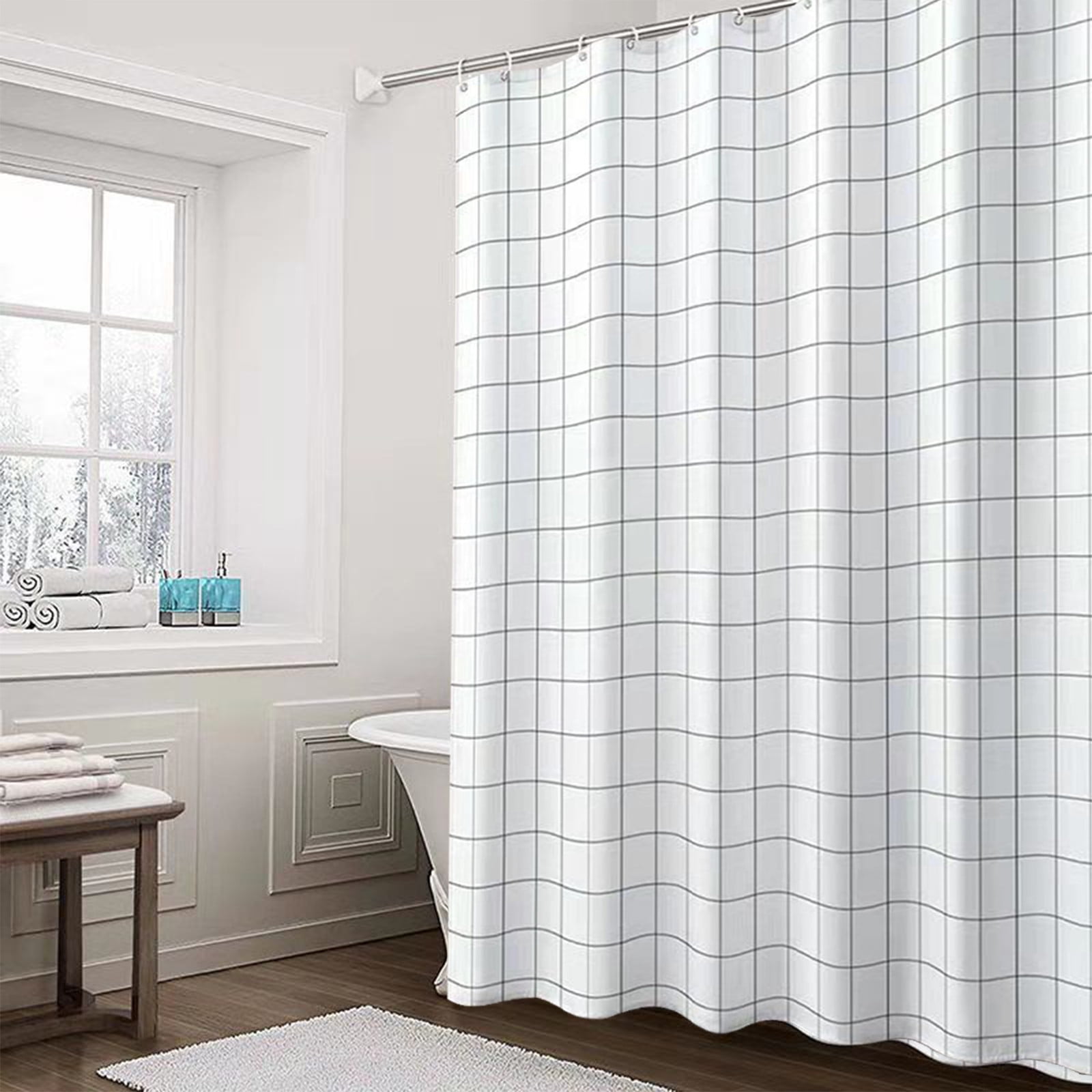 LHNFT Shower Curtain with Snap in Liner, EVA Shower Curtain Liner with ...
