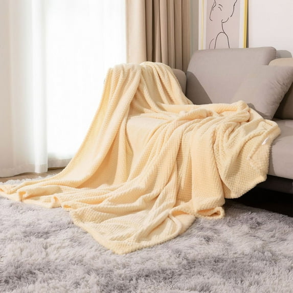 LHNFT Soft Cozy Flannel Fleece Throw Blanket, Small Solid Shag Minky Lightweight Fuzzy Flannel Blanket for Bedroom and Sofa, Luxury Washable Warm Velvet Blanket for Couch Pet, Breathable, 100x70CM