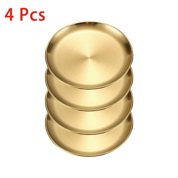 LHNFT Stainless Steel Plates 5.5 inch Metal Lightweight Unbreakable Dinner Dishes Plates Set Non-Toxin Dishwasher Safe BPA Free and Healthy