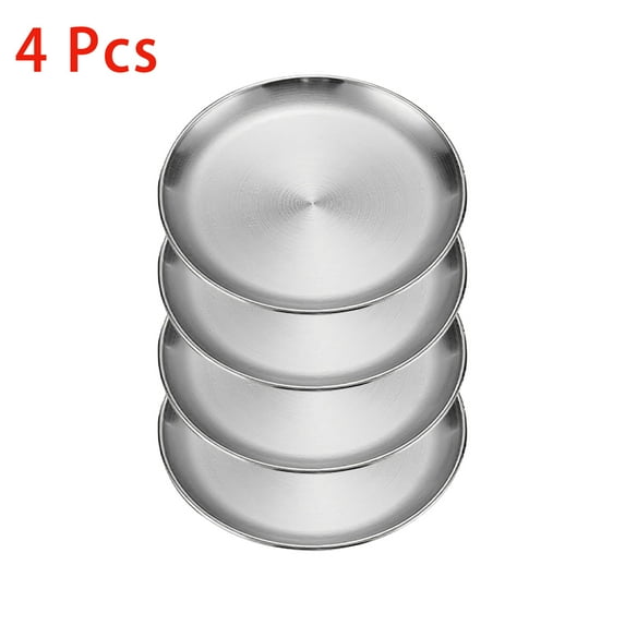 LHNFT Stainless Steel Plates 5.5 inch Metal Lightweight Unbreakable Dinner Dishes Plates Set Non-Toxin Dishwasher Safe BPA Free and Healthy