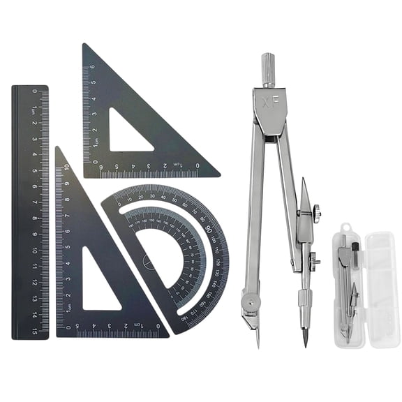 LHNFT Student Geometry Math Set, Drawing Compass and Triangular Ruler Set of 4, Office School Supplies