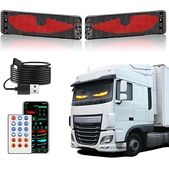 LHNFT Thin Flexible LED Display Screen Panel Suitable for Car Back Window Personalized Big Eye Lights for Truck Windshield with Remote