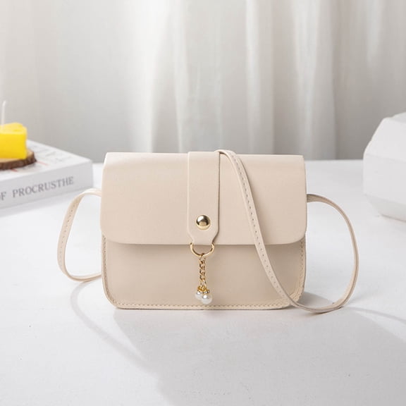 LHNFT Tote Bag for Women Mini Small Square Bags Pearl Shoulder Bag Soft Leather Buckle Lightweight Versatile Messenger Bag