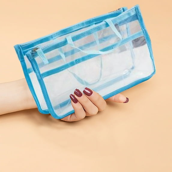 LHNFT Translucent Purse Handbag Tote Pocketbook Bag Organizer Insert with Zipper Handle for Women Medium Beige