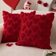 thumbnail image 1 of LHNFT Valentines Pillow Covers 18x18 inch Set of 2 Valentines Day Decoration Red Heart Soft Plush Faux Fur Jacquard Throw Pillows for Bedroom Sofa Holiday Festivals Home Decor, 1 of 6