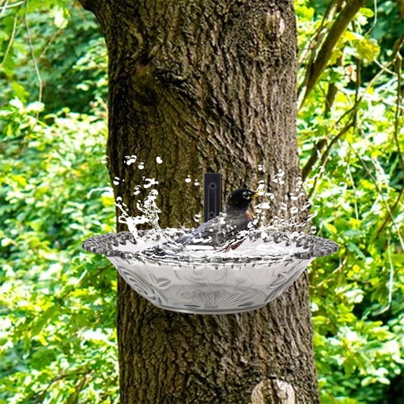 LHNFT Wall Mounted Bird Bath for Outside, 9 Inches Tree Mounted Birdbath Bowl, Transparent Flower-Shaped Hummingbird Feeder Tray for Trees Walls Wooden Fences