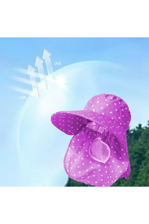 Women's Summer Wide Brim Sun Hat with Face Mask Neck Flap UV Protection Sun Cap for Outdoor Gardening Hiking