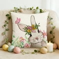 thumbnail image 1 of LHNFt Spring Easter Pillow Covers 18x18 Inch, Cute Bunny Rabbit Floral Easter Decorations Watercolor Pink Flower Butterfly Decorative Throw Pillow Cases Outdoor Farmhouse Decor for Sofa Couch Bed, 1 of 6