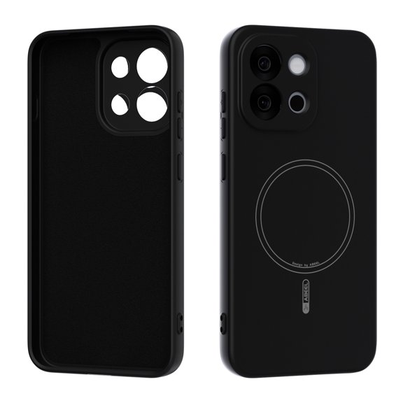 LHNUNP Magnetic for OnePlus 13T/13S Case Compatible with MagSafe, Slim Silicone Liquid Full Camera Protection Skin-Friendly Shockproof Anti-Scratch Case, Black