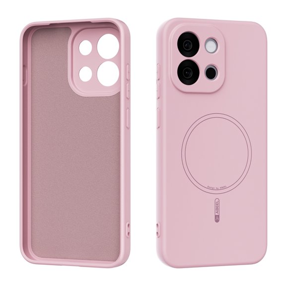 LHNUNP Magnetic for OnePlus 13T/13S Case Compatible with MagSafe, Slim Silicone Liquid Full Camera Protection Skin-Friendly Shockproof Anti-Scratch Case, Pink