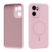 LHNUNP Magnetic for OnePlus Ace6 Case Compatible with MagSafe, Slim Silicone Liquid Full Camera Protection Skin-Friendly Shockproof Anti-Scratch Case, Pink