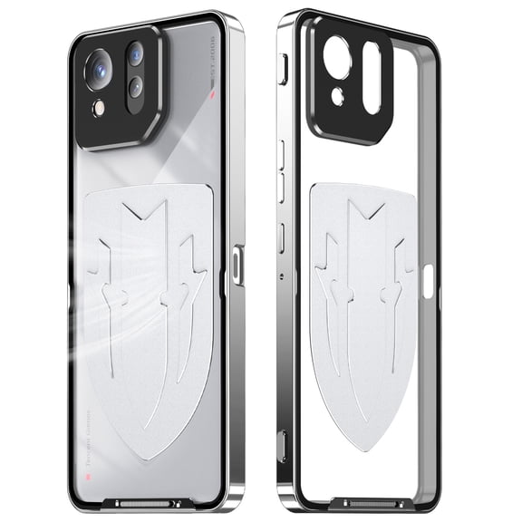 LHNUNP Magnetic Phone Case for Asus ROG Phone 8, Matte Back with Aluminum Alloy Frame, Graphene Cooling Technology, Shockproof Slim Protective Cover, Silver