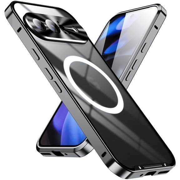 LHNUNP Magnetic Phone Case for Google Pixel 10, Matte Back with Aluminum Alloy Frame, Graphene Cooling Technology, Shockproof Slim Protective Cover, Black