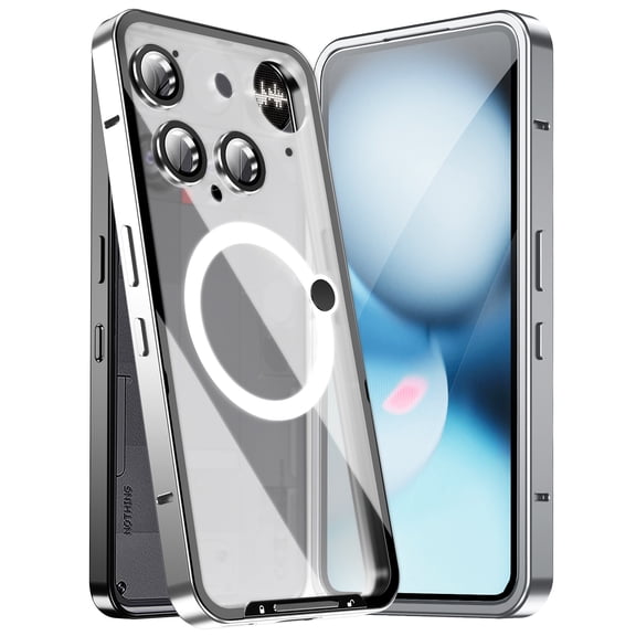 LHNUNP Magnetic Phone Case for Nothing Phone3, Matte Back with Aluminum Alloy Frame, Graphene Cooling Technology, Shockproof Slim Protective Cover, Silver