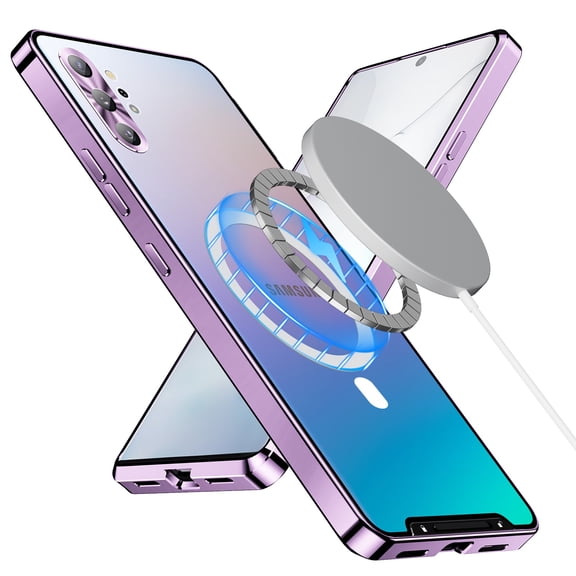 LHNUNP Magnetic Phone Case for Samsung Galaxy Note 10 Plus, Matte Back with Aluminum Alloy Frame, Graphene Cooling Technology, Shockproof Slim Protective Cover, Purple