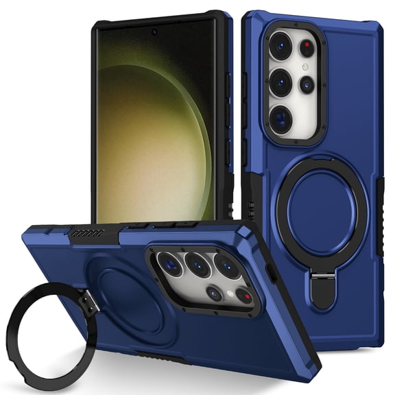 LHNUNP Magnetic for Samsung Galaxy Note 20 Case with Kickstand, Compatible with MagSafe Screen & Camera Protection Touch Feel Anti-Fingerprint Scratch-Resistant Case, Blue