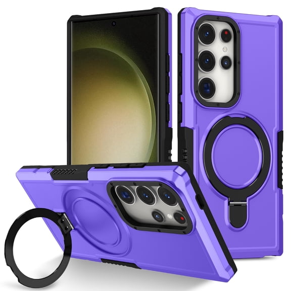 LHNUNP Magnetic for Samsung Galaxy Note 20 Case with Kickstand, Compatible with MagSafe Screen & Camera Protection Touch Feel Anti-Fingerprint Scratch-Resistant Case, Purple