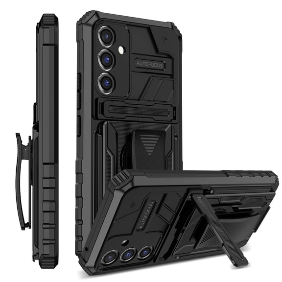 LHNUNP for Samsung Galaxy Note 20 Ultra/Note 20 Ultra 5G Case with Camera Cover, Built-in Kickstand & Belt Clip Holster Rugged Anti-Drop Shockproof Bumper Cover, Black