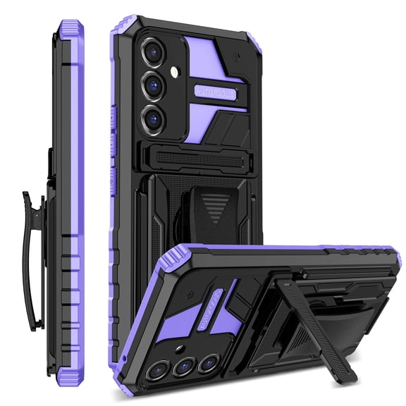 LHNUNP for Samsung Galaxy Note 20 Ultra/Note 20 Ultra 5G Case with Camera Cover, Built-in Kickstand & Belt Clip Holster Rugged Anti-Drop Shockproof Bumper Cover, Purple