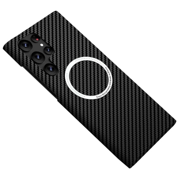 LHNUNP for Samsung Galaxy S24 Plus Case Compatible with Magsafe, Carbon Fiber Slim Thin Soft Touch Anti-Fingerprint Aramid Fiber Made Military-Grade Shockproof Case, Black